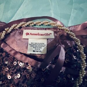 American Girl Mauve Sequin Party Dress with Pearl Headband